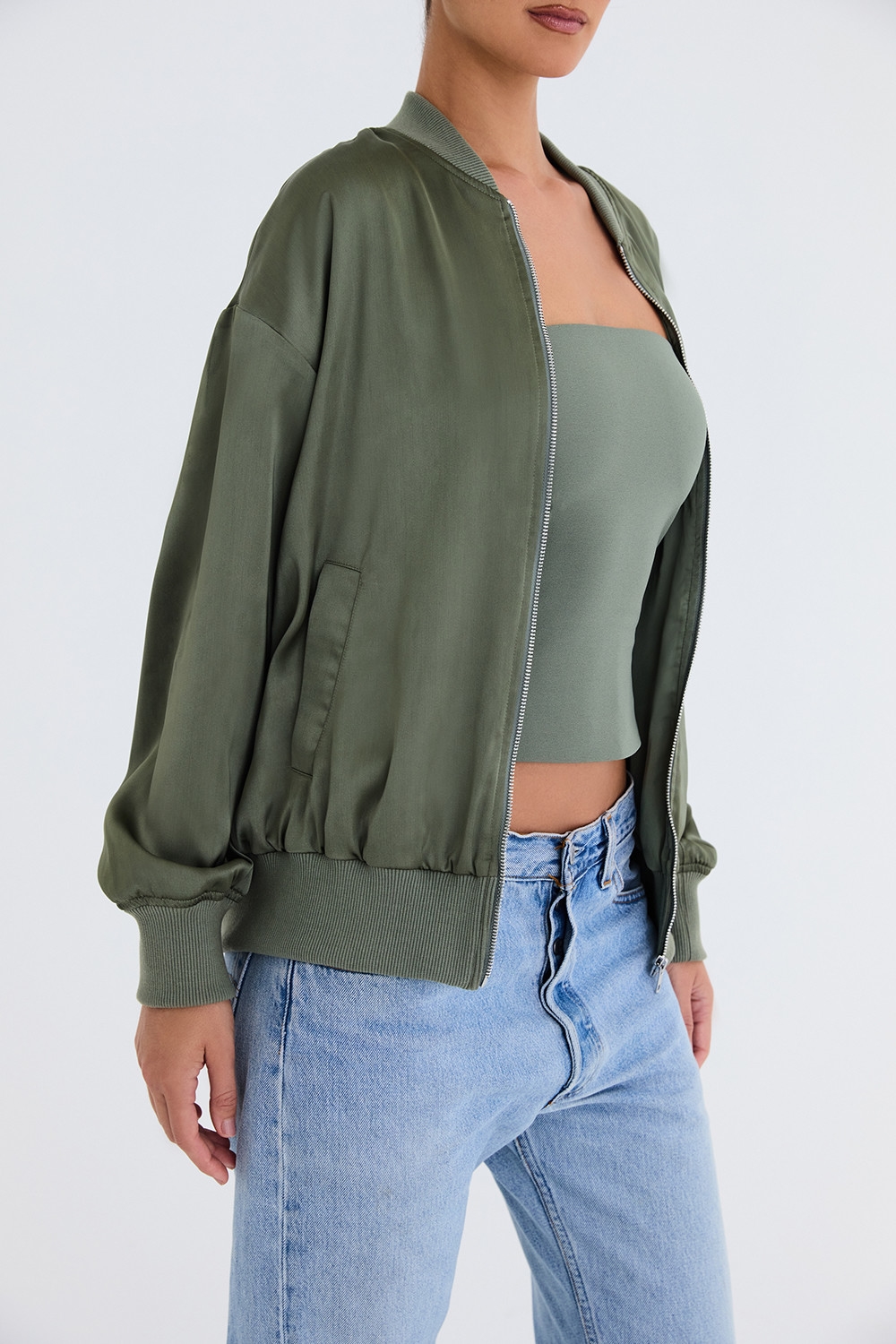 Mistress Rocks Bay Leaf Satin Bomber Jacket - SALE — image 6