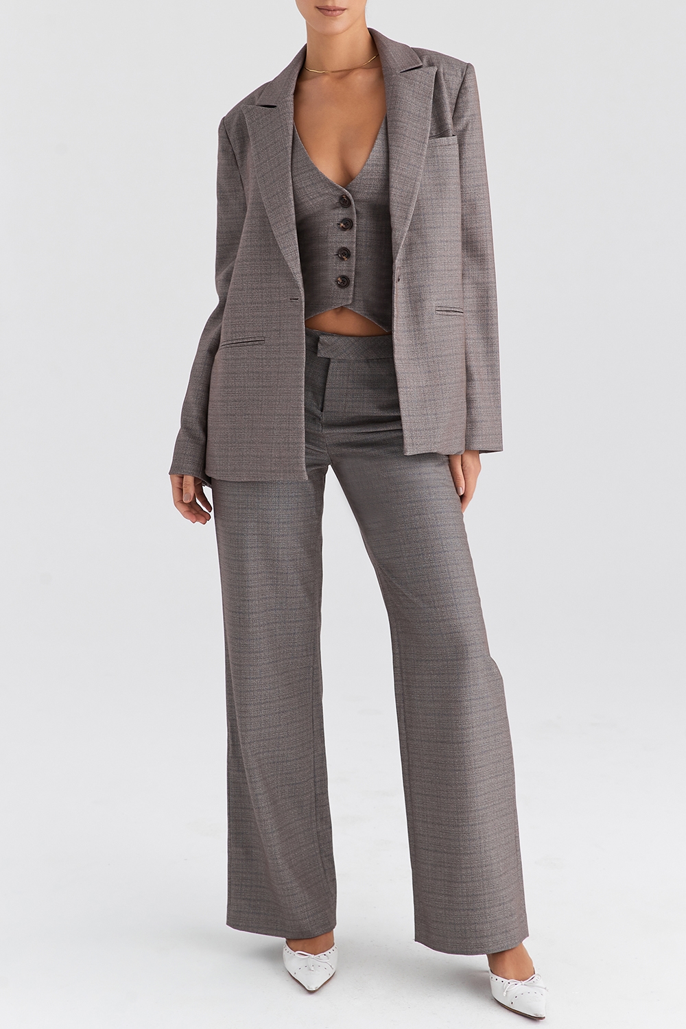 Mistress Rocks Brown Check Oversized Blazer - SALE — image 3