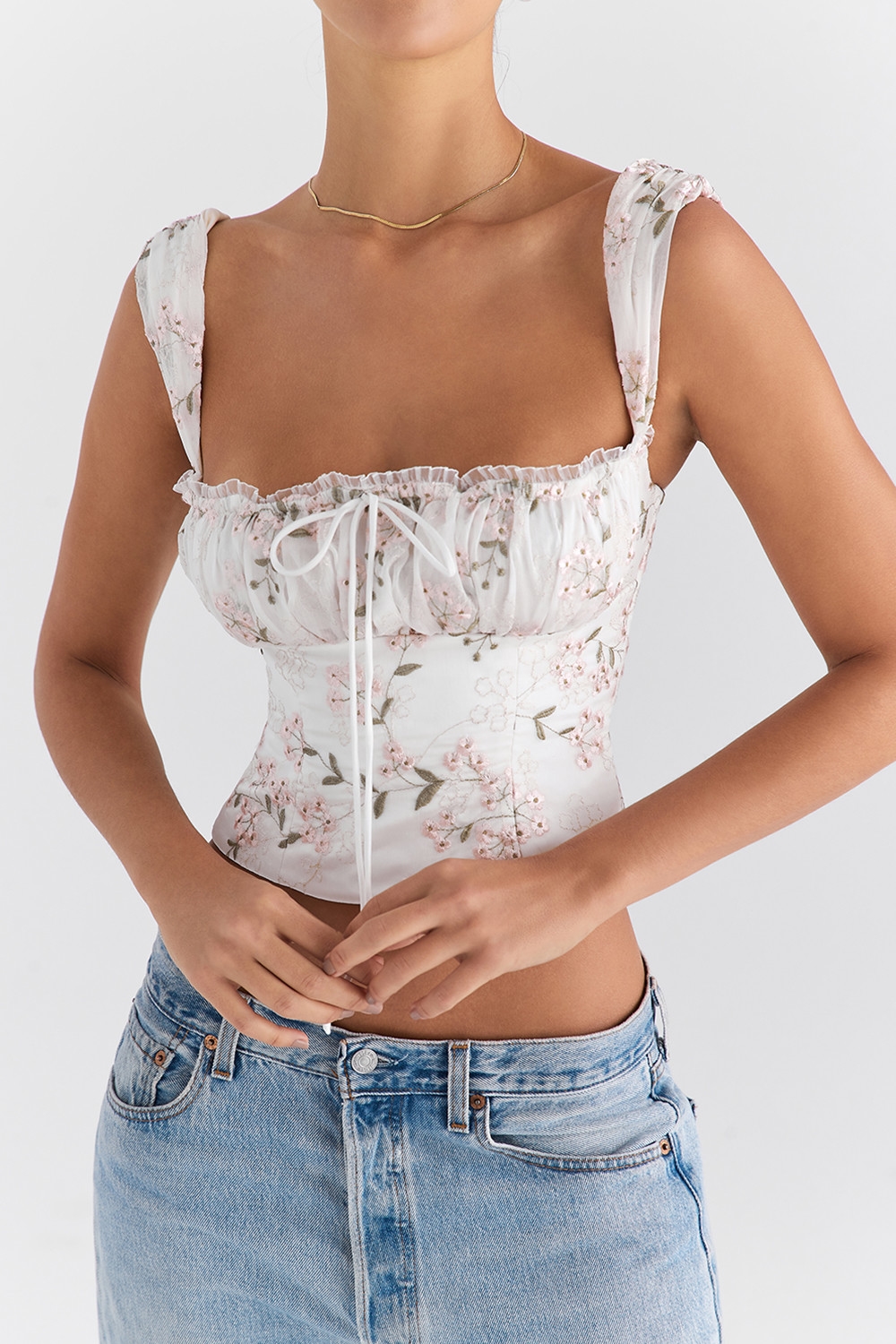 Mistress Rocks White Embroidered Bustier Top - SALE — image 1
