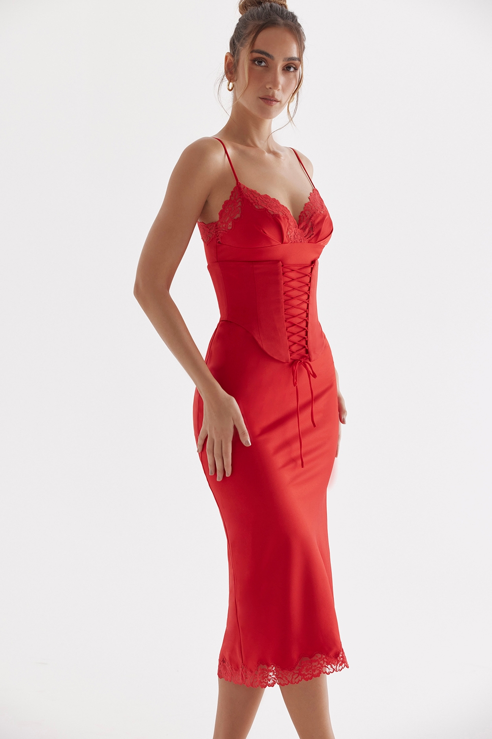 Salma  Red Rose Satin Slip Dress — image 9