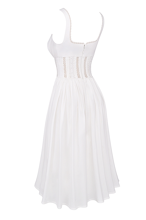 Perle  White Lace Trim Midi Dress — image 18