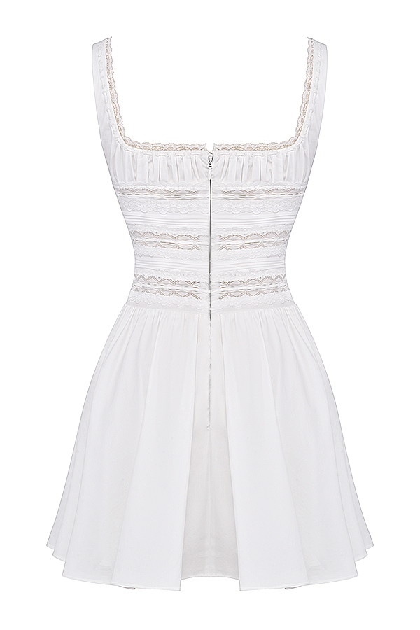 Tiffani  White Lace Trim Mini Dress — image 17