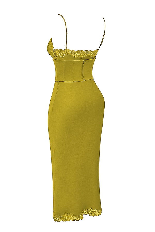 Salma  Chartreuse Satin Slip Dress — image 12
