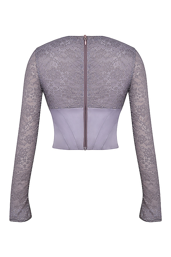 Mistress Rocks Slate Satin & Lace Corset - SALE — image 12