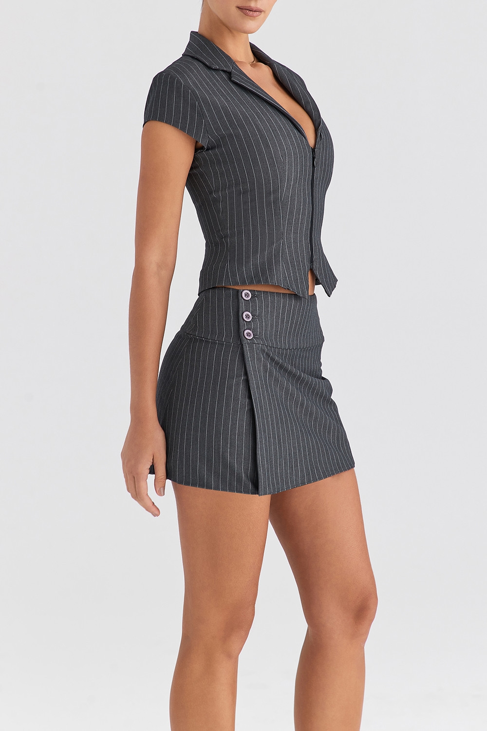 Mistress Rocks Slate Pinstripe Top - SALE — image 7