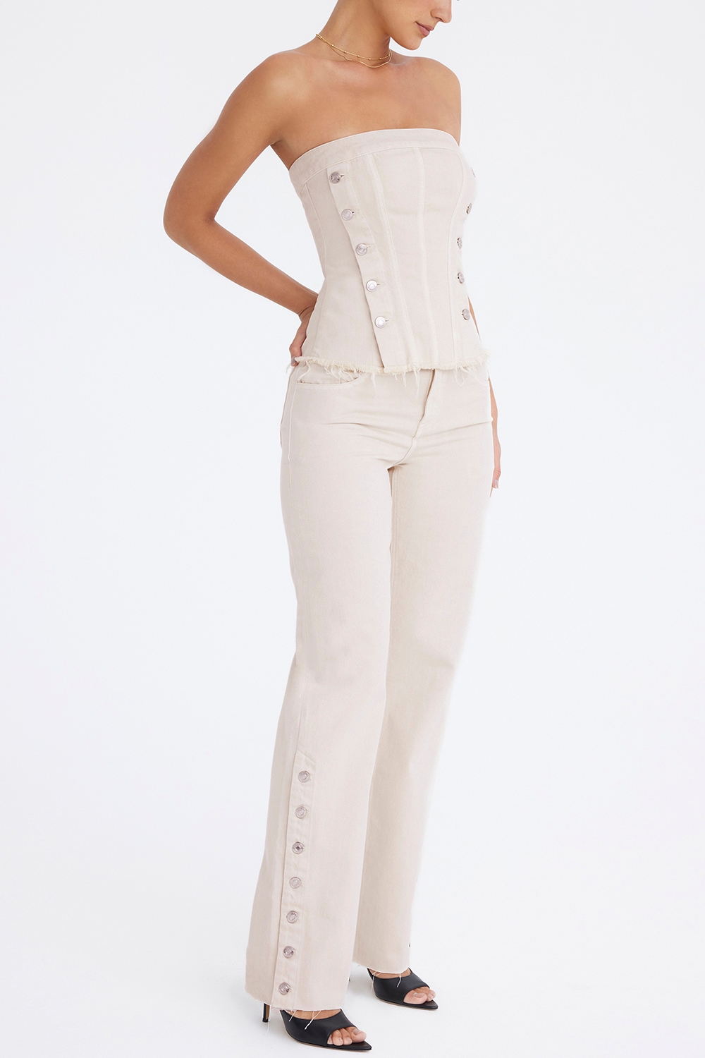 Mistress Rocks Oat Baggy Jeans With Buttons - SALE — image 7