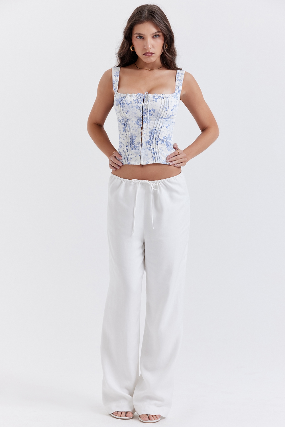 cleo ivory linen mix trousers