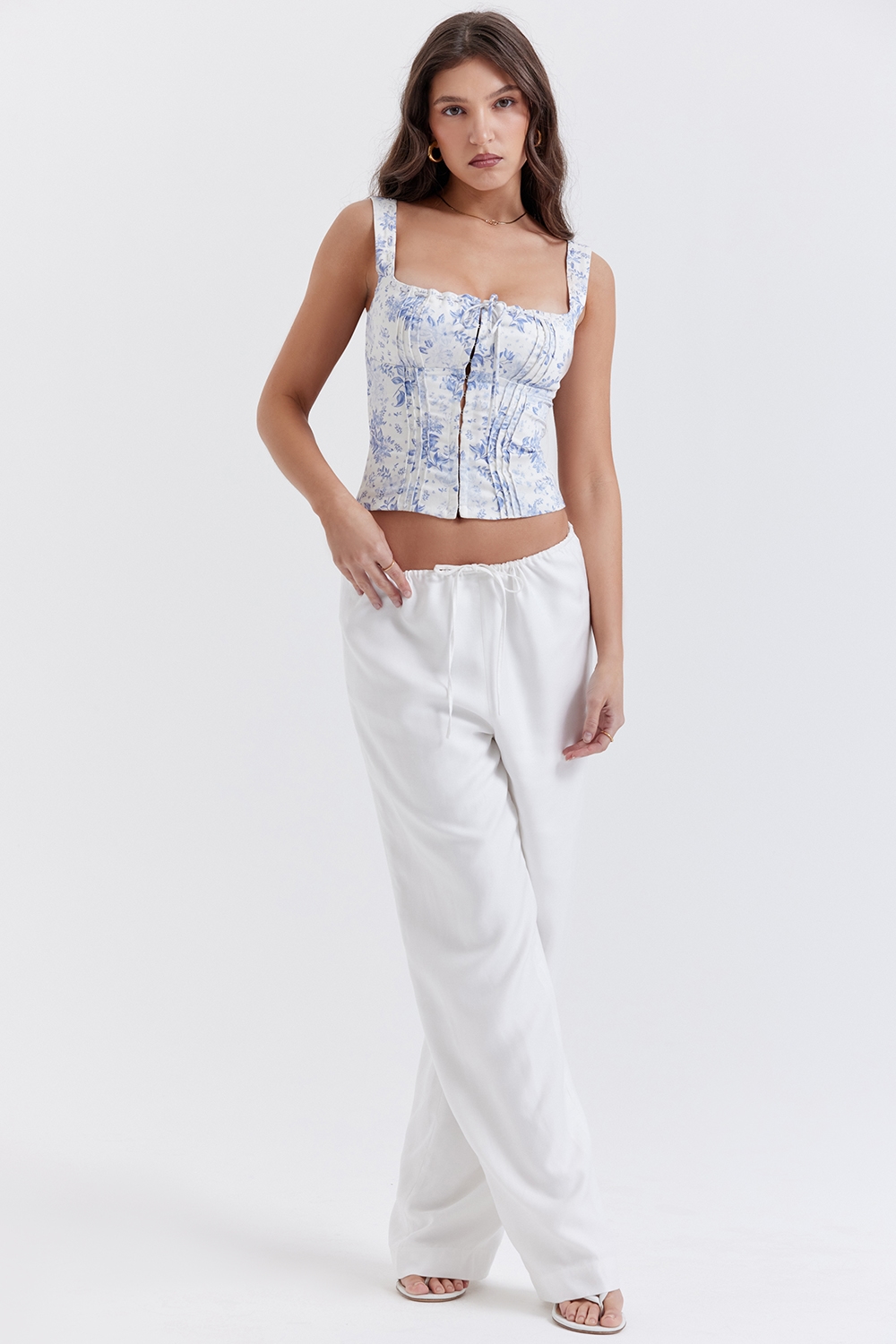 Cleo  Ivory Linen Mix Trousers — image 2