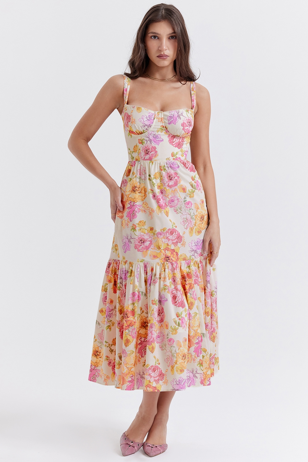 Elia  Ivory Floral Midi Sundress — image 6