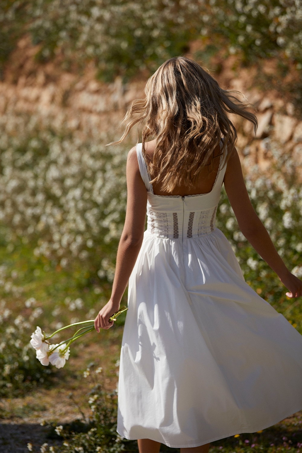 Perle  White Lace Trim Midi Dress — image 15
