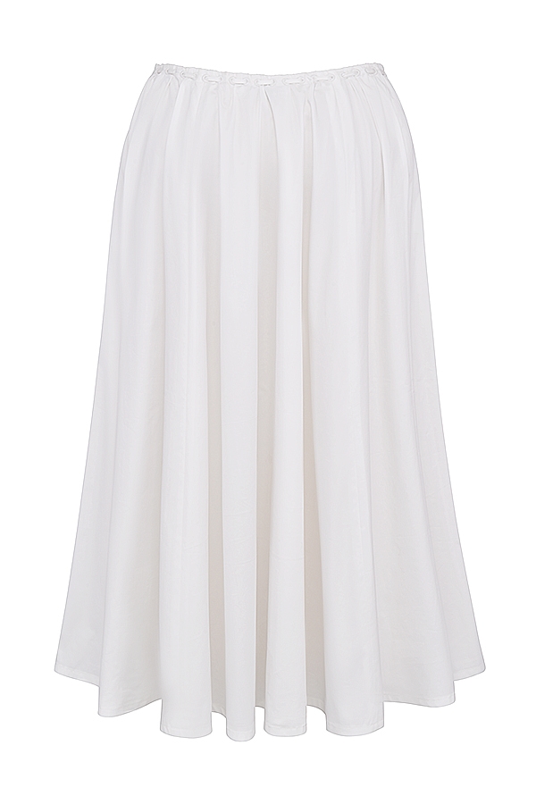 Cora  White Gathered Midi Skirt — image 17