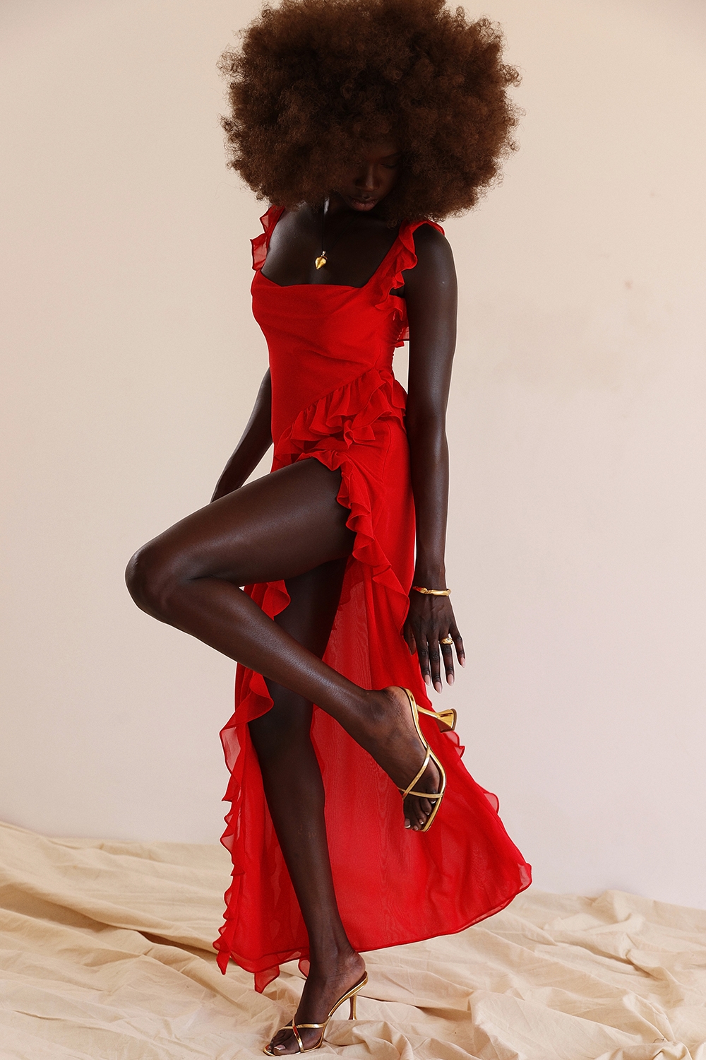 Ariela  Cherry Ruffle Maxi Dress — image 15
