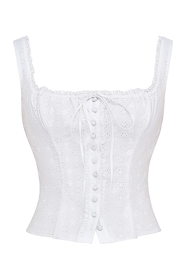 Juana  White Broderie Anglaise Top — image 14