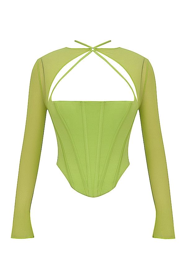 Mistress Rocks Lime Long Sleeve Corset - SALE — image 11