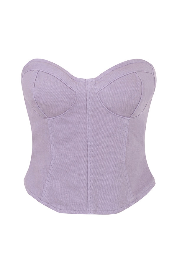 Mistress Rocks Lavender Denim Strapless Top - SALE — image 12