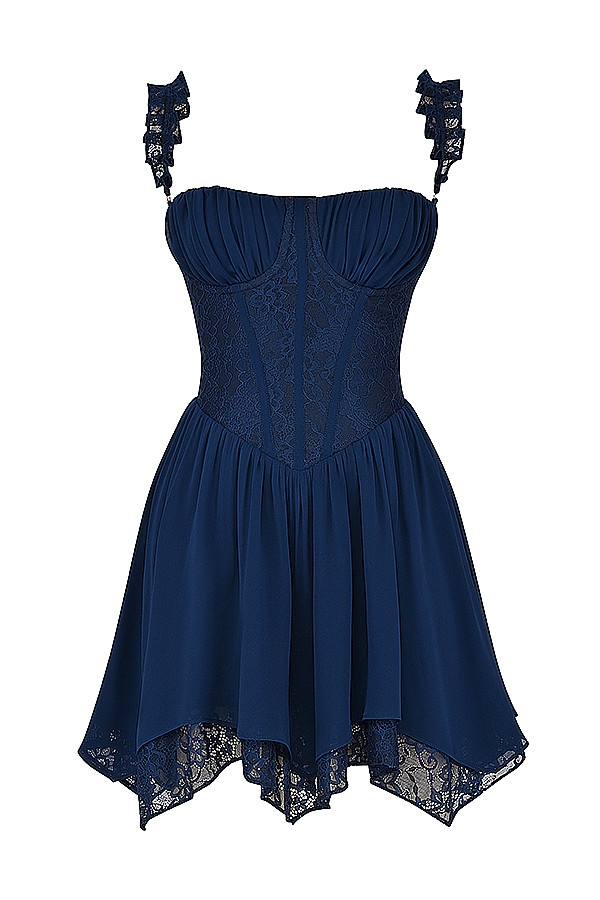 Mistress Rocks Navy Asymmetric Corset Mini Dress - SALE — image 11