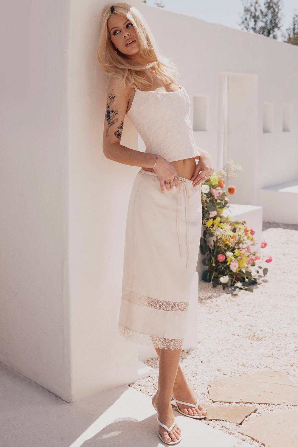 Mistress Rocks Oat Lace Trim Midi Skirt - SALE — image 8