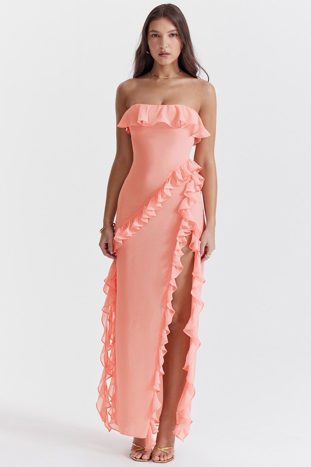 Sarina  Apricot Ruffle Maxi Dress — image 3