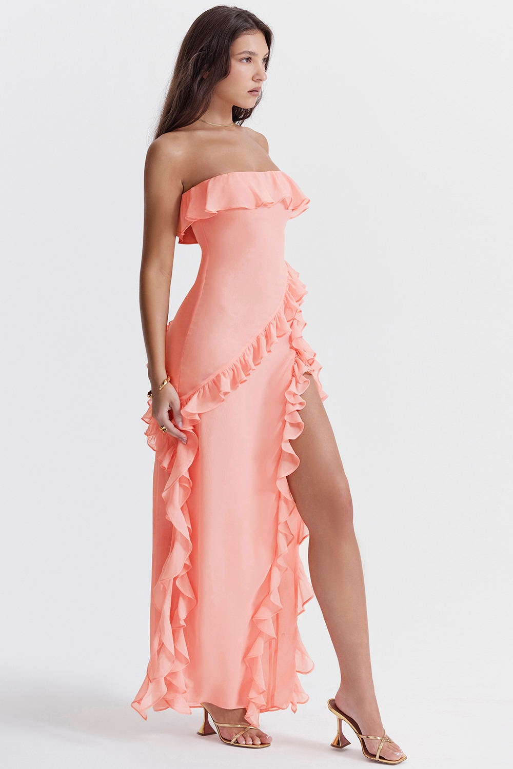 Sarina  Apricot Ruffle Maxi Dress — image 8