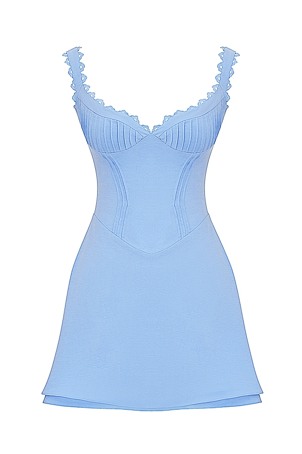 Tilly  Blue Pin Tuck Mini Dress — image 10