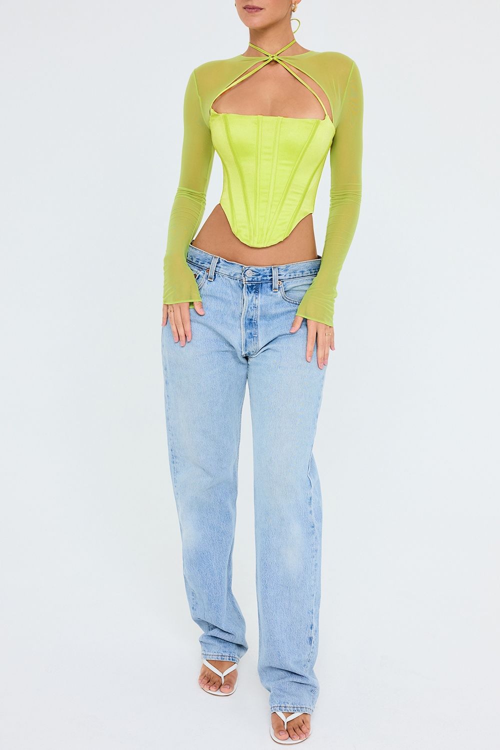 Mistress Rocks Lime Long Sleeve Corset - SALE — image 3