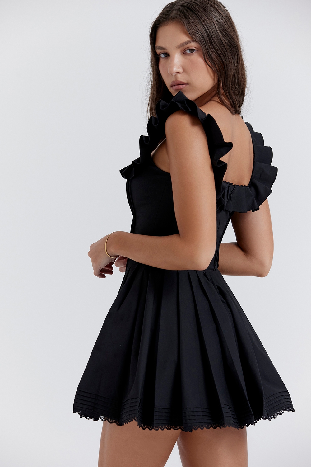 Jemima  Black Pin Tuck Pleated Dress — image 10