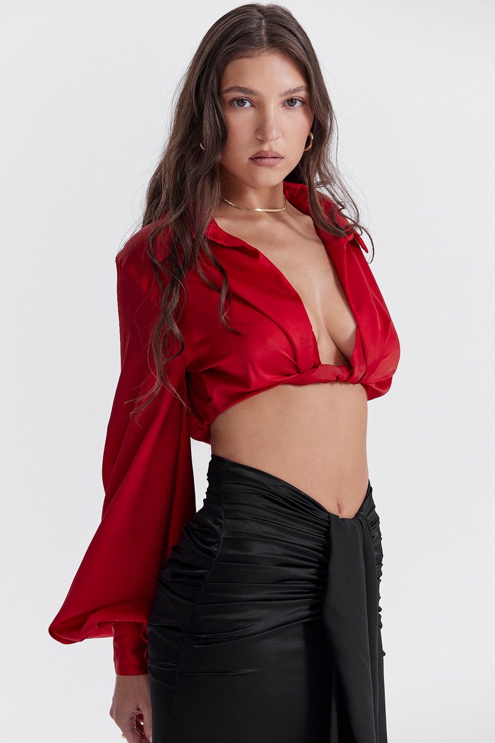Laraine  Cherry Silk Blouson Top — image 6