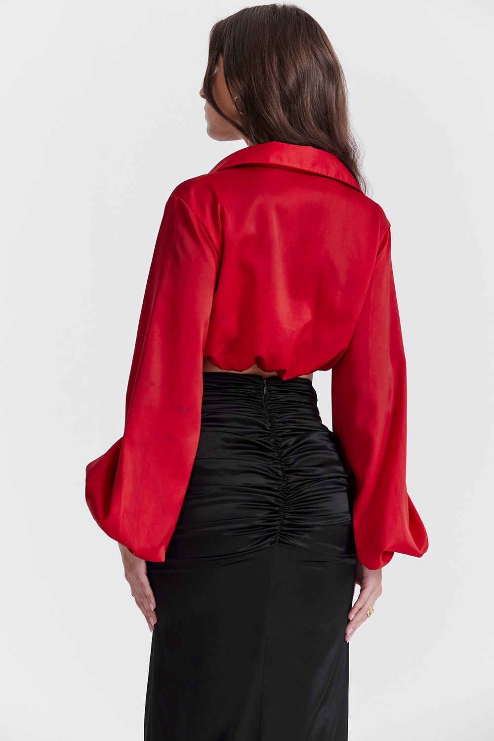 Laraine  Cherry Silk Blouson Top — image 9
