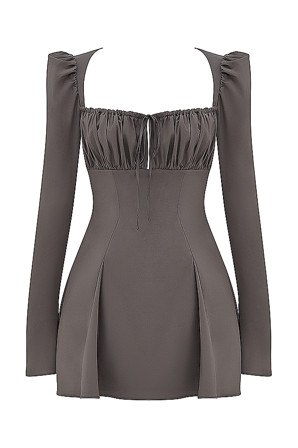 Carlina  Mocha Long Sleeve Mini Dress — image 15