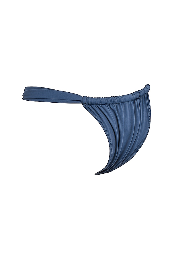 Athens  Deep Blue Gathered High Leg Bikini Bottom — image 14