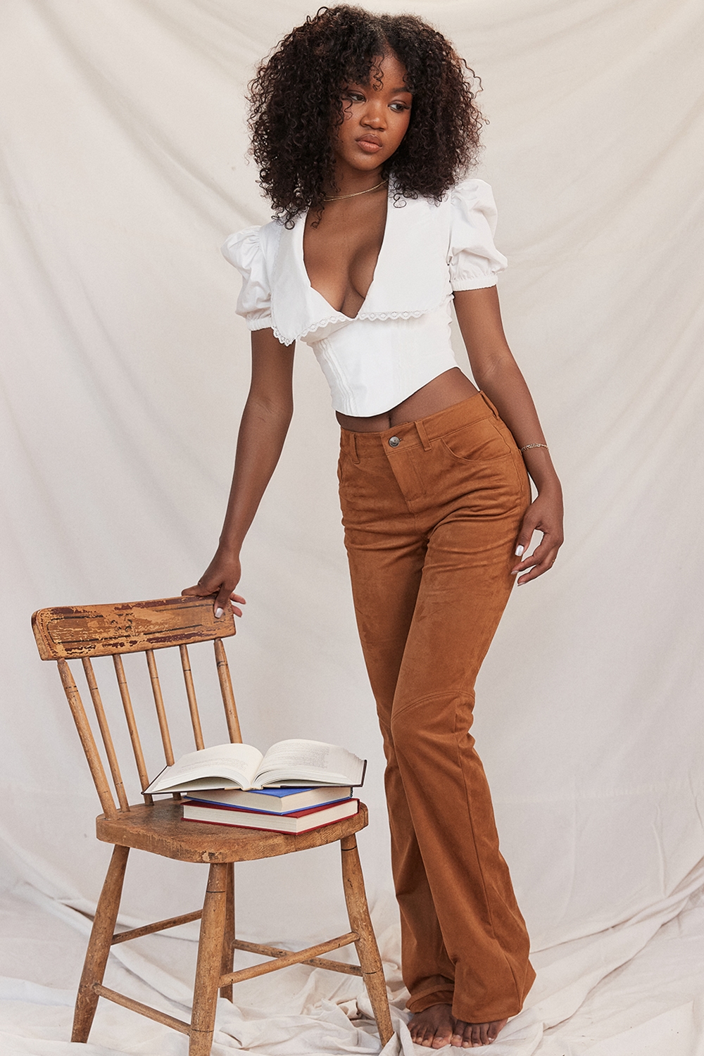 Apollo  Tan Vegan Suede Trousers — image 10