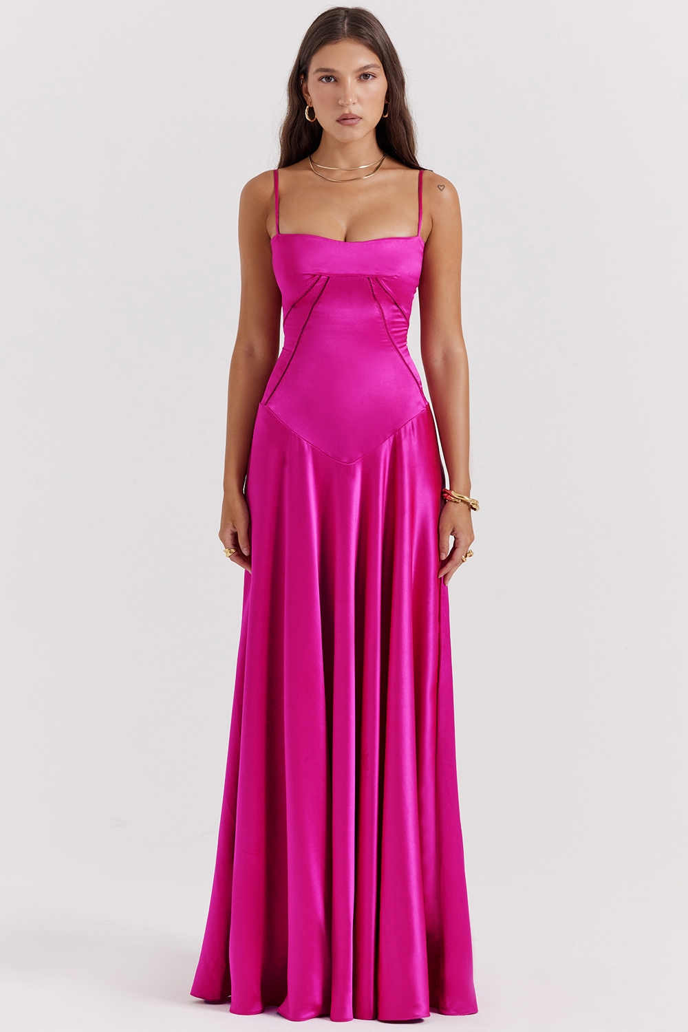 Anabella  Fuchsia Lace Up Maxi Dress — image 1