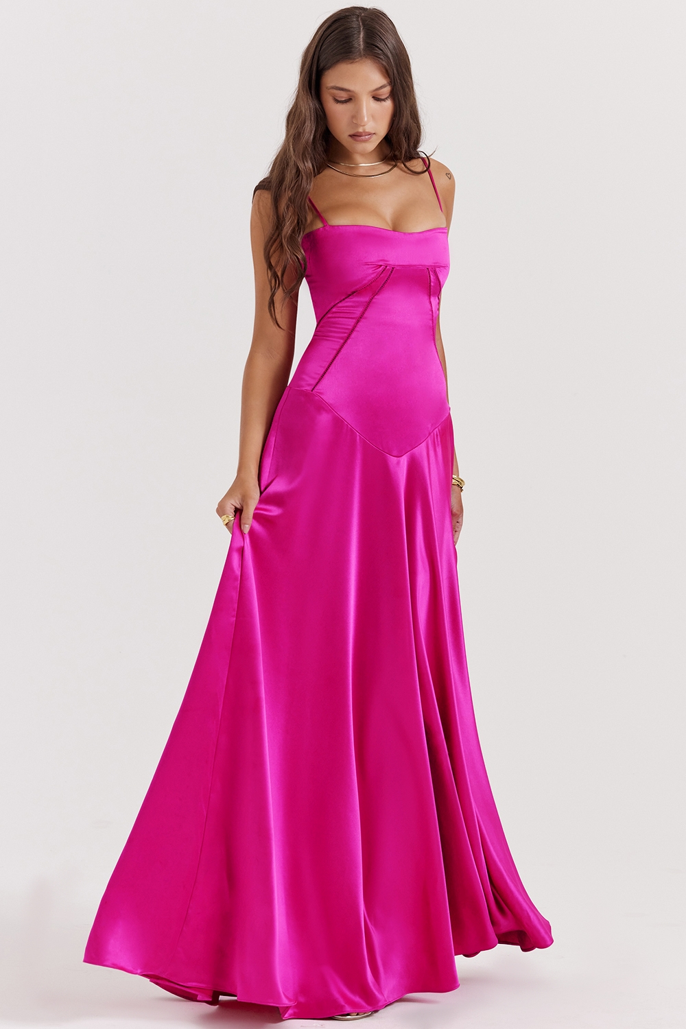Anabella  Fuchsia Lace Up Maxi Dress — image 3