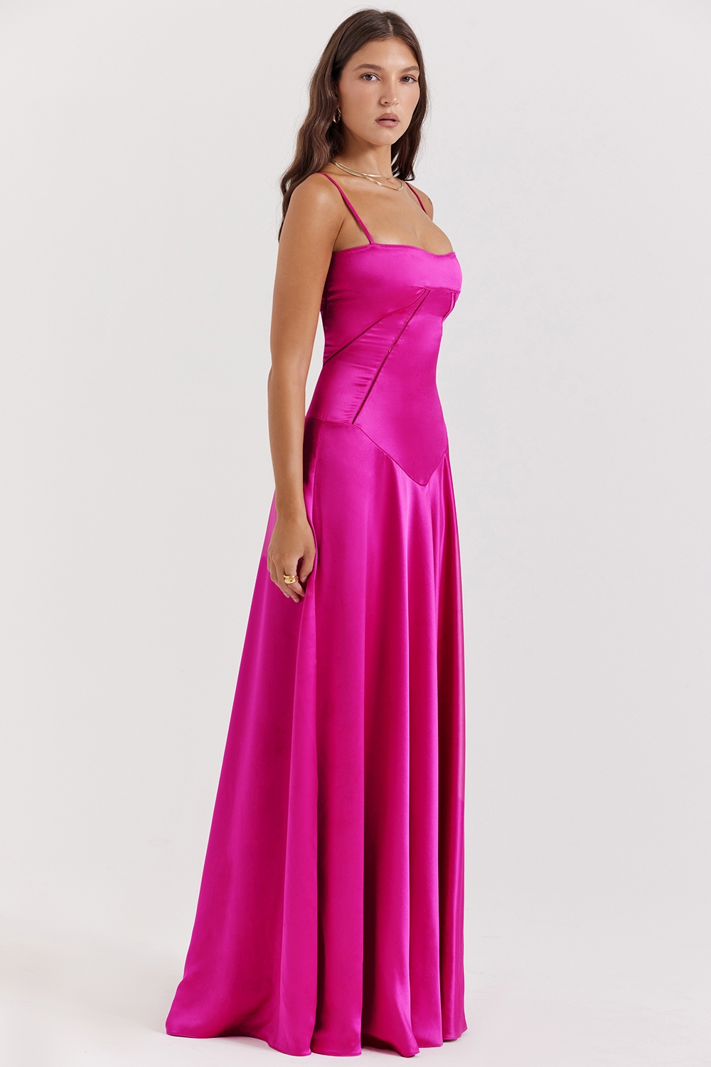 Anabella  Fuchsia Lace Up Maxi Dress — image 6