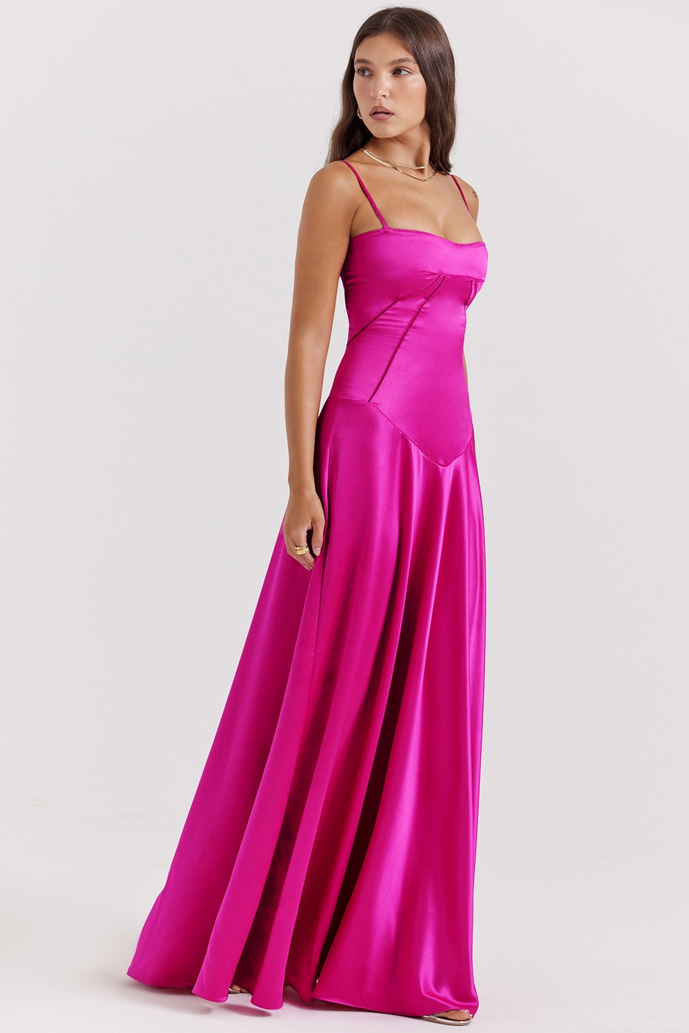 Anabella  Fuchsia Lace Up Maxi Dress — image 7