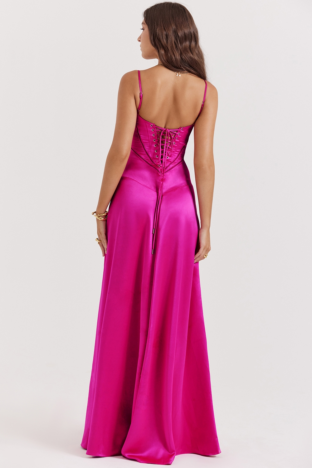 Anabella  Fuchsia Lace Up Maxi Dress — image 9