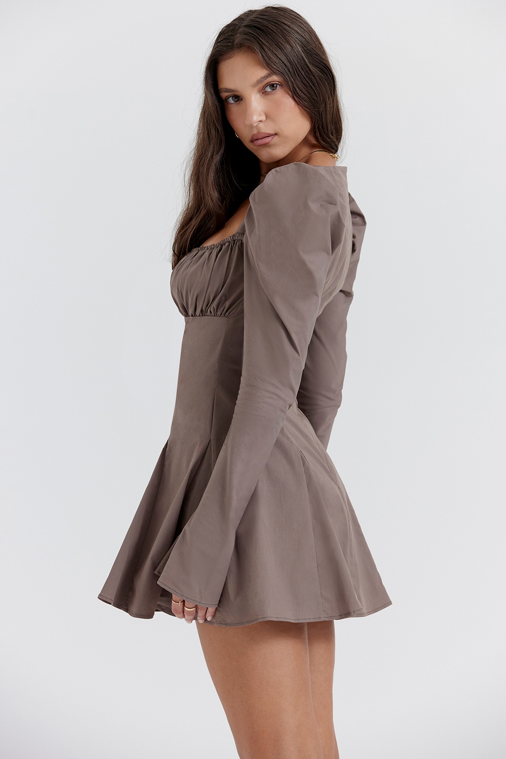 Carlina  Mocha Long Sleeve Mini Dress — image 10
