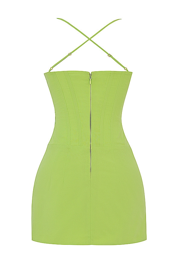 Mistress Rocks Lime Structured Wrap Over Dress - SALE — image 10