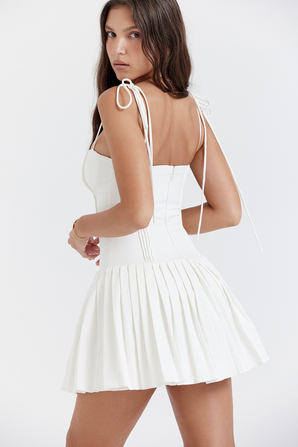 Marcy  White Pleated Mini Dress — image 9