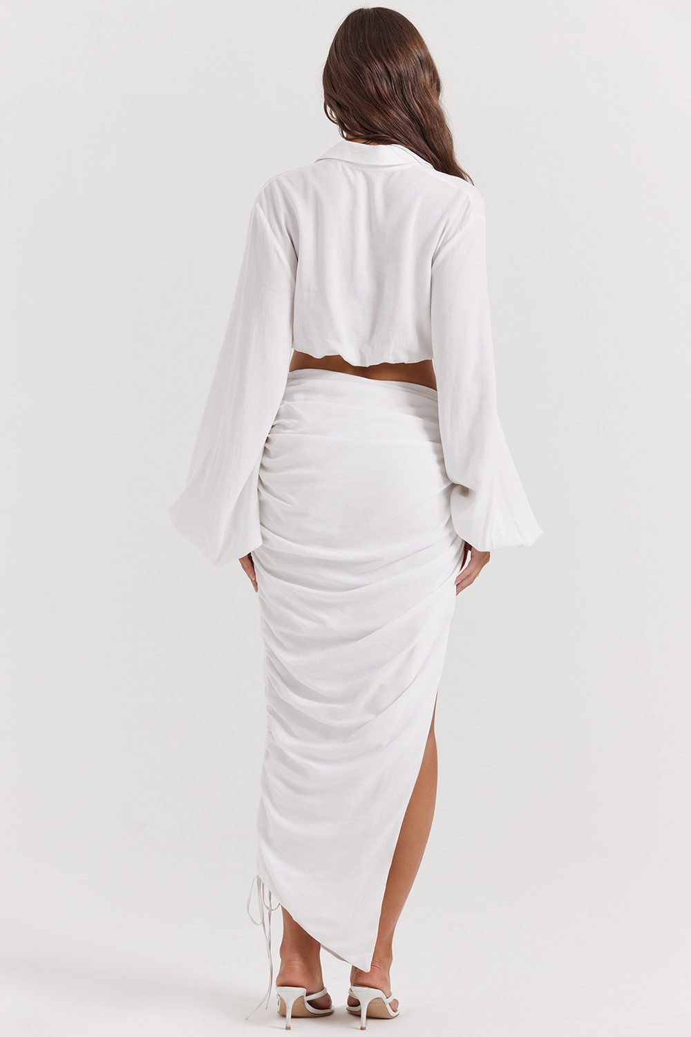 Loie  White Gathered Maxi Skirt — image 9