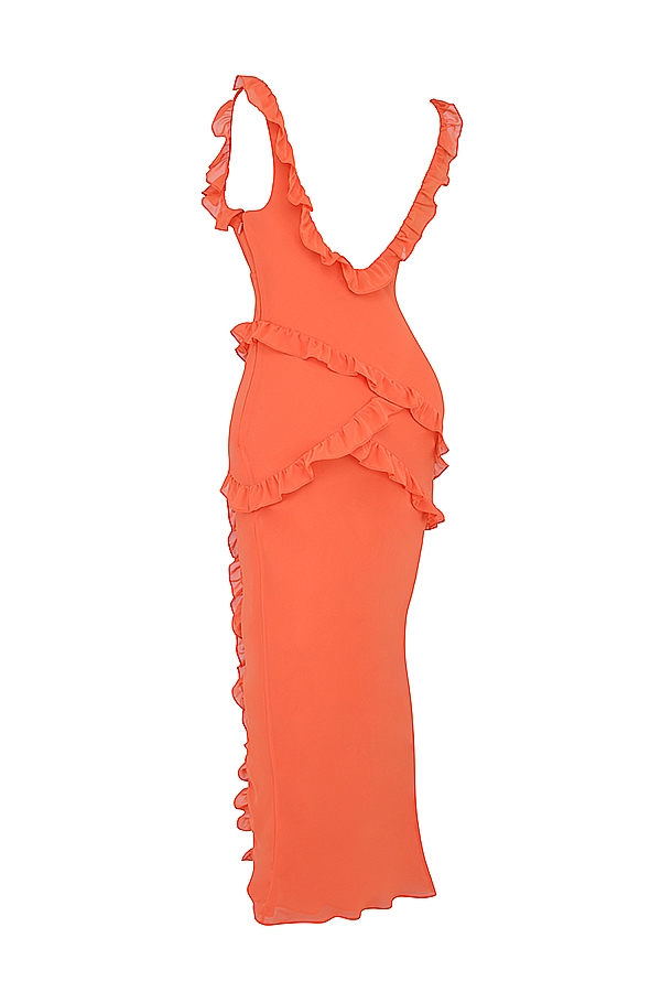 Pixie  Flame Orange Ruffle Maxi Dress — image 17