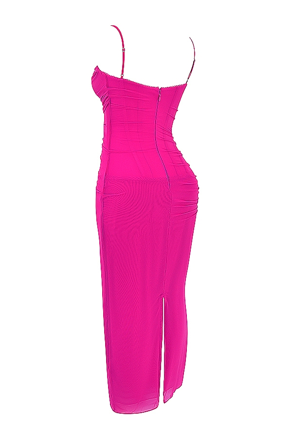 Nalini  Fuchsia Stretch Mesh Maxi Dress — image 20