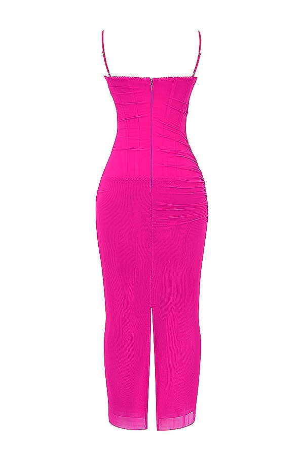 Nalini  Fuchsia Stretch Mesh Maxi Dress — image 21