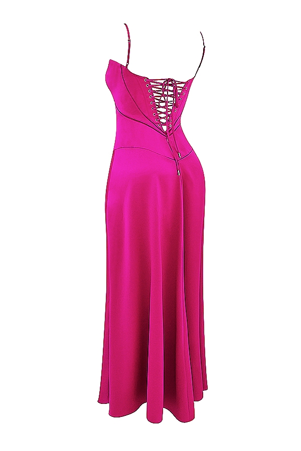 Anabella  Fuchsia Lace Up Maxi Dress — image 21