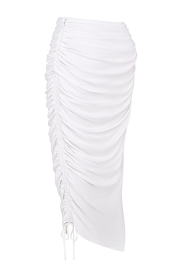 Loie  White Gathered Maxi Skirt — image 15