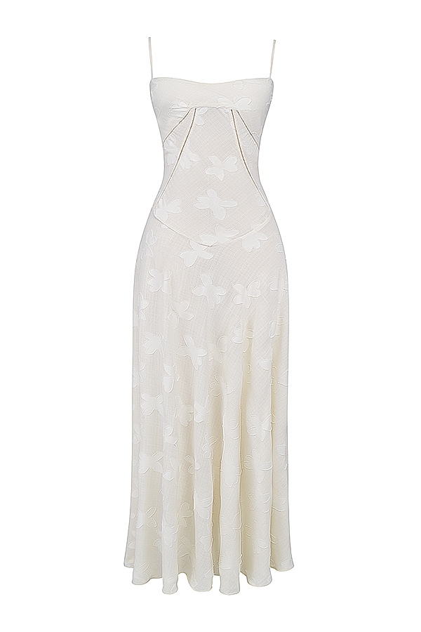 Seren  Vintage Cream Floral Lace Back Maxi Dress — image 20