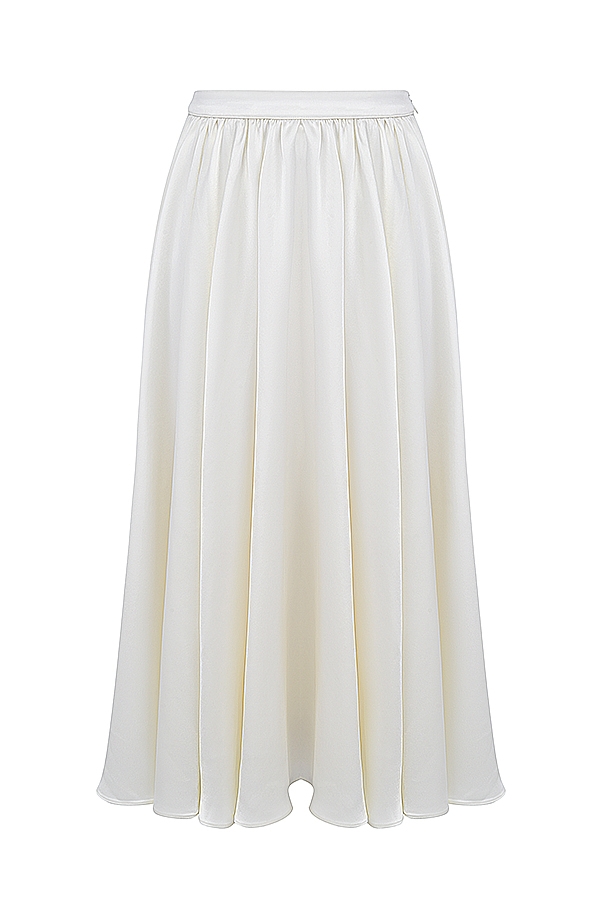 Suzette  Ivory Gathered Midi Skirt — image 13