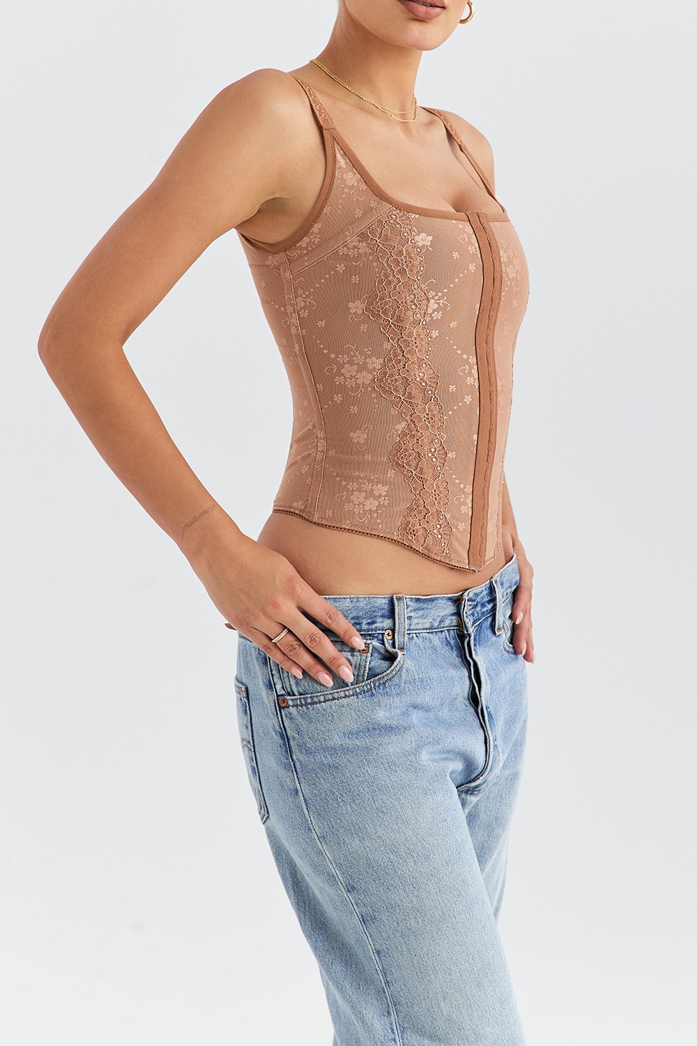 Mistress Rocks Warm Tan Lace Corset - SALE — image 5