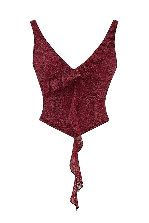 Mistress Rocks Sangria Lace Frill Top - SALE — image 11