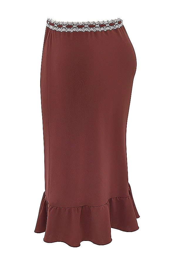 Mistress Rocks Coffee Ruffle Midi Skirt - SALE — image 12